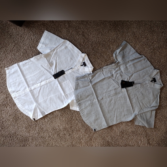 Good Man Brand White and Gray Button-Up Short Sleeve Shirts Duo NWT - Picture 1 of 10